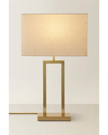 ValueLights Gloria Gold Double Stem Table Lamp with Rectangular Shade