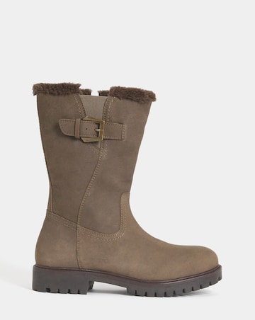 Maryse Faux Fur Trim Flat Calf Boots - Wide Fit (E)