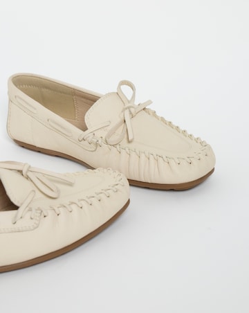 Swift Whipstitch Detail Puckered Leather Loafers - Wide Fit (E)