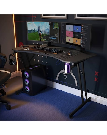 X Rocker Panther Evo 120cm Gaming Desk with Mousepad - Black