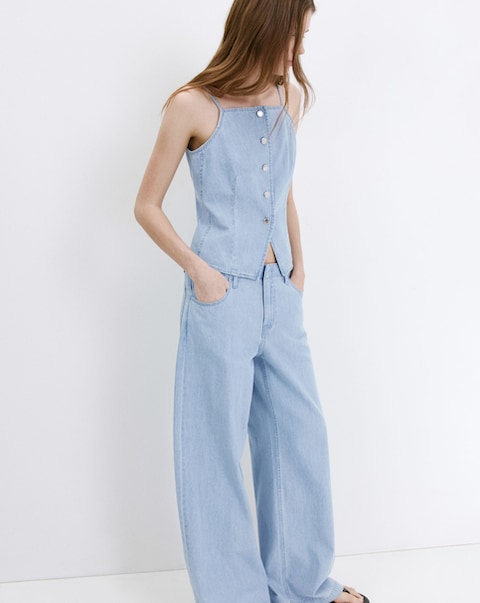 Mango Wide Leg Mid-Rise Jeans