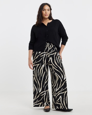 Simply Be Black Zebra Textured Waffle Wide Leg Trouser