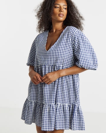 Simply Be Navy/White Gingham Apron Dress