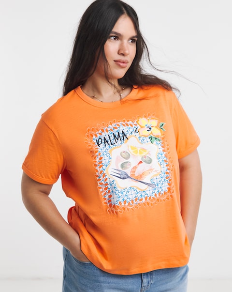 Simply Be Orange Palma Graphic T-Shirt