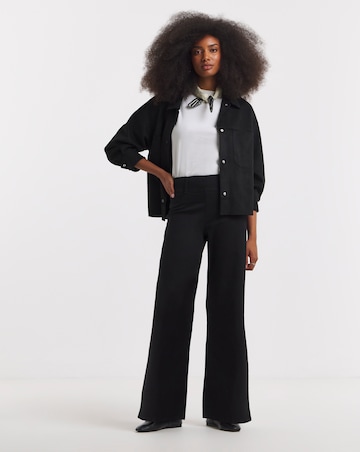Black Stretch Wide Leg Pull On Jeggings