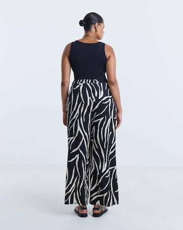 Simply Be Black Zebra Textured Waffle Wide Leg Trouser