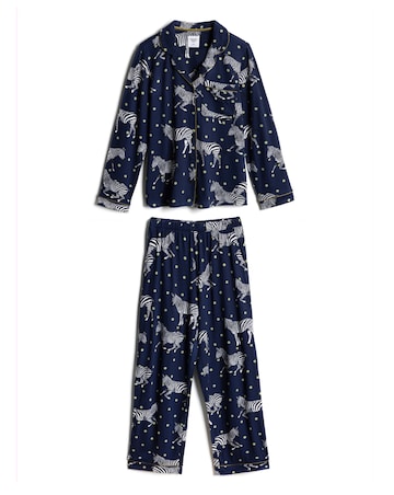 Chelsea Peers Classic Long Sleeve Button Up Zebra Pyjama Set