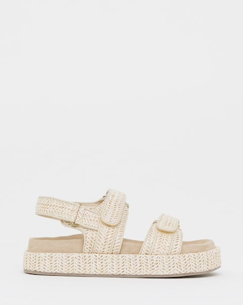 Simply Be Nyra Raffia Chunky Footbed Sandals - Wide Fit (E)
