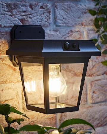 ValueLights Solar Powered LED Matte Black Sensor Outdoor Wall Light