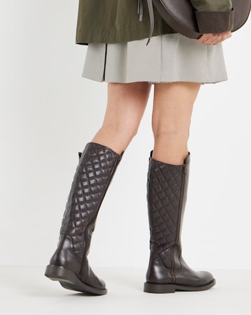 Michelle Leather Knee High Riding Boots - Wide Fit (E) & Curvy Calf