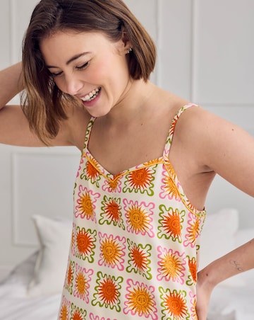 Chelsea Peers Organic Cotton Cami Pyjama Short Set Sunshine Tile Print