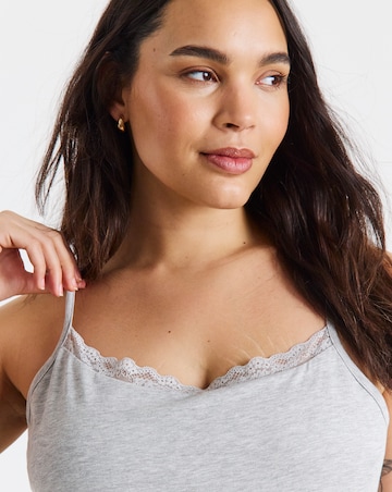 Pretty Secrets (2 Pack) Pyjama Sleep Vest Tops Black/Grey Marl