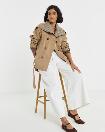 Camel Dropped Waist Trench