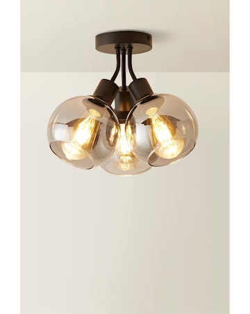 ValueLights Bellamy Matte Black Smoke Glass Bubble Cluster Ceiling Light