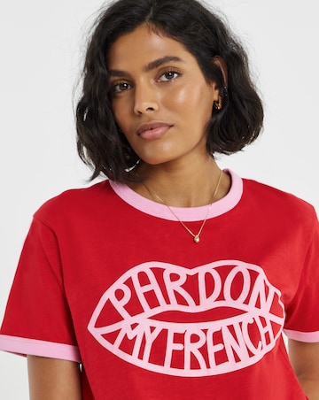Red And Pink Short Sleeve Ringer T-Shirt
