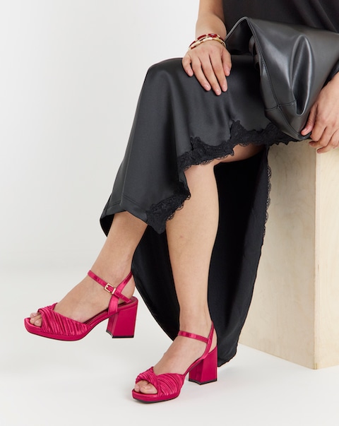 Eve Pleated Two Part Platform Heels - Wide Fit (E)
