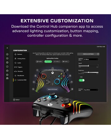 Turtle Beach Afterglow Wave Wired RGB Gaming Controller for Xbox & PC - Black