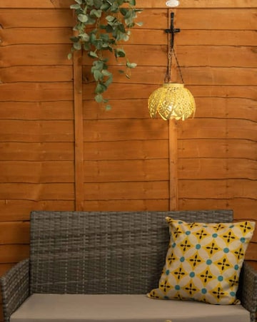 ValueLights Artichoke Yellow Solar Powered Outdoor Garden Hanging Lantern Light
