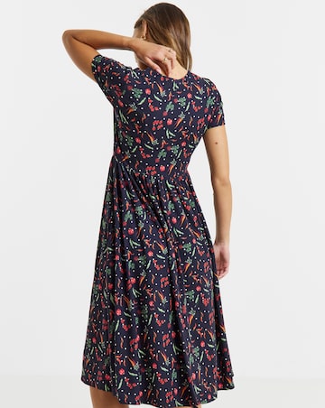 Simply Be Black Printed Jerseyt Midi Dress With Pockets