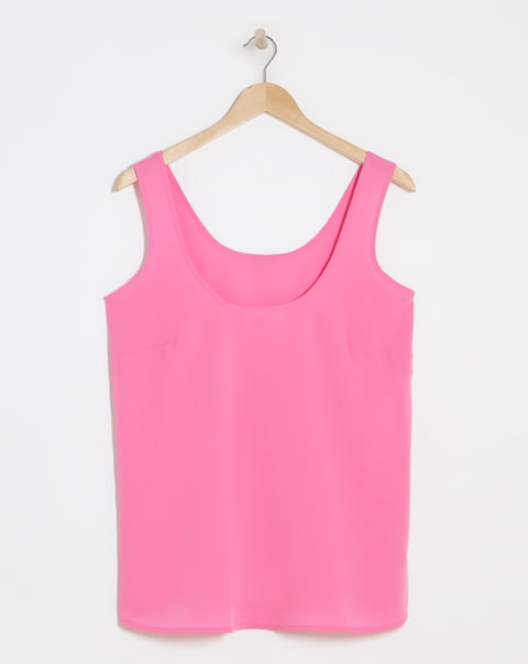 Pink Lightweight Woven Scoop Neck Vest Top
