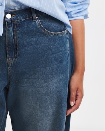 Mid Blue Tapered Barrel Leg Jeans