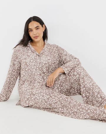 Pretty Secrets Animal Print Soft Knit Button Through Pyjama Set