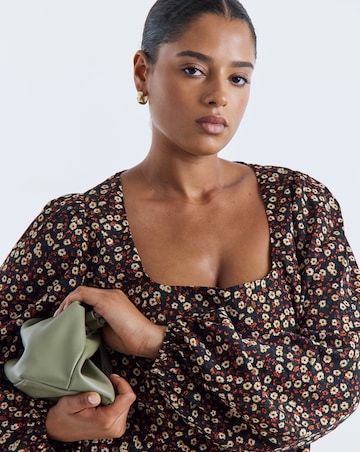 Simply Be Floral Print Long Sleeve Historic Detail Skater Dress