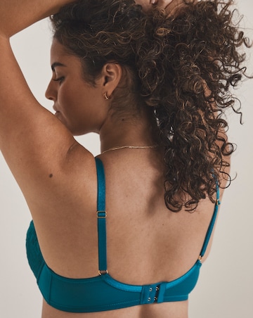 Pretty Secrets Padded Plunge Lace Push Up Bra (B-F) Teal