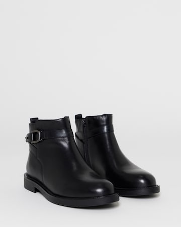 Jazz Leather Flat Buckle Ankle Boots - Extra Wide Fit (EEE)