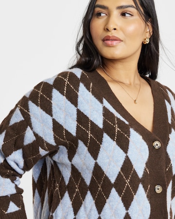 Argyle Boyfriend Cardigan
