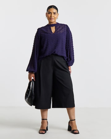 Simply Be Aubergine Dobby Spot Keyhole Neck Blouse