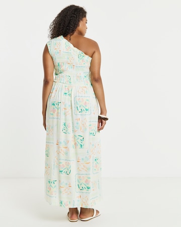Native Youth Shirred One Shoulder Midaxi Dress