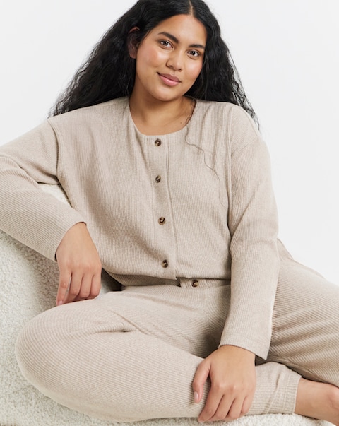 Figleaves Soft Knit Button Through Lounge Set