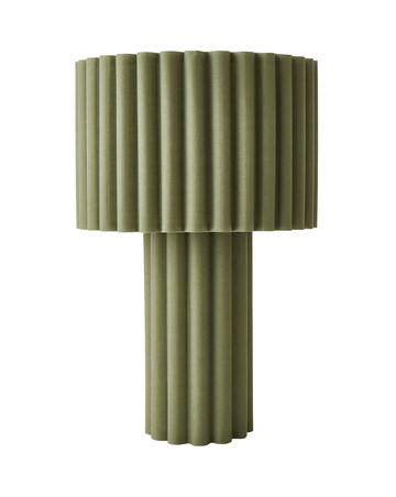 ValueLights Lenny Moss Green Ribbed Fabric Table Lamp