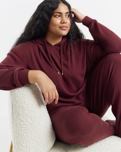 Figleaves Soft Knit Ribbed Hooded Lounge Set