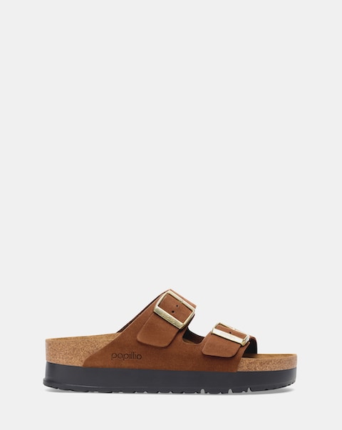 Birkenstock Arizona Flex Platform Nubuck Leather Mule Sandals - Standard Fit