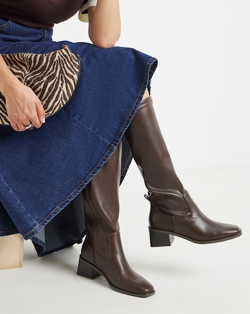 Hadley Block Heel Knee High Sock Boots - Wide Fit (E) & Standard Calf