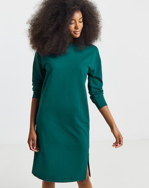 Green Midi Sweatshirt Dress