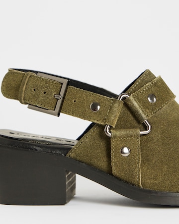 Elyria Suede Western Detailed Mule Shoes Wide E Fit