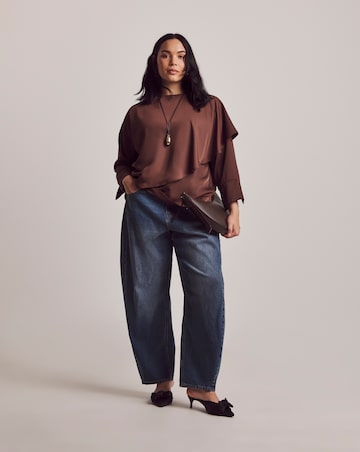 Julipa Chocolate Satin Cape Blouse