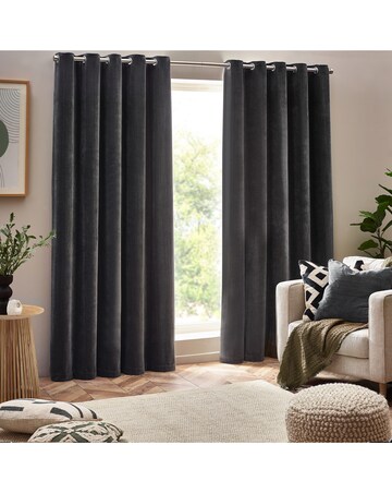 Yard Heavy Chenille Lined Eyelet Curtains