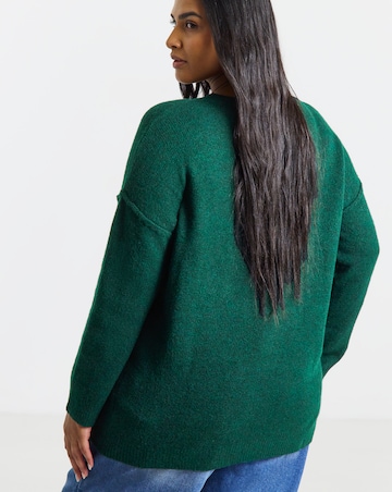 Crew Neck Exposed Seam Longline Jumper