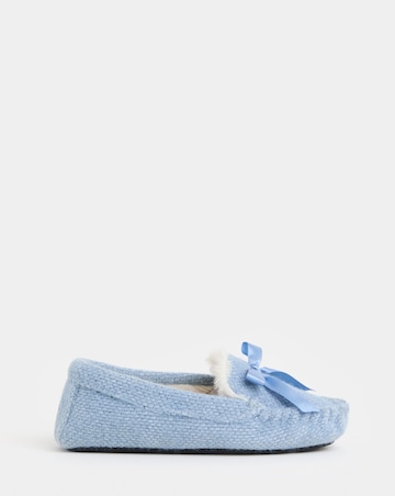 Lorna Knitted Full Slipper With Bow Detail - Wide Fit (E)