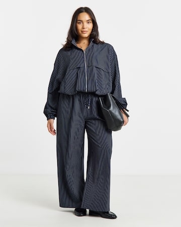 Simply Be Navy Pinstripe Wide Leg Trouser Co-ord
