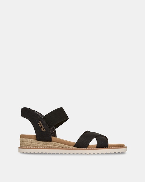 Skechers Bobs Desert Kiss Golden Lily Black Sandals  - Standard Fit (D)