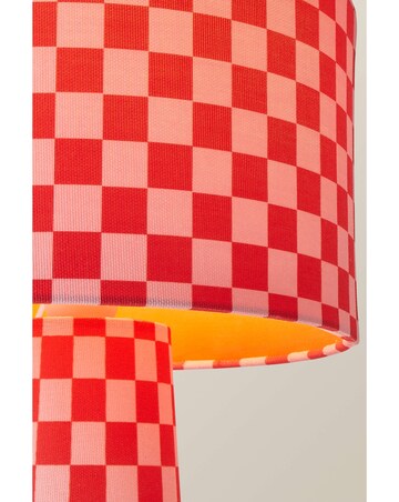 ValueLights Pritchard Pink Checkerboard Fabric Table Lamp