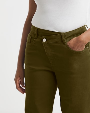Olive Crossover Straight Leg Jeans