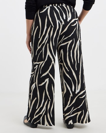 Simply Be Black Zebra Textured Waffle Wide Leg Trouser