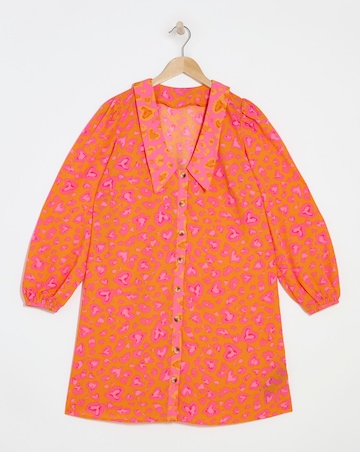 Mixed Animal Print Button Through Shirt Dress