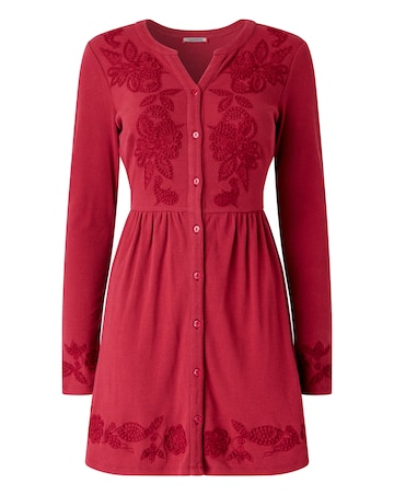 Joe Browns Ribbed Button Through Tunic Top With Embroidery Detail